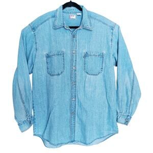 Vintage Y2K Levi's Red Tab Light Blue Chambray Denim Men's L/S Shirt Size Large